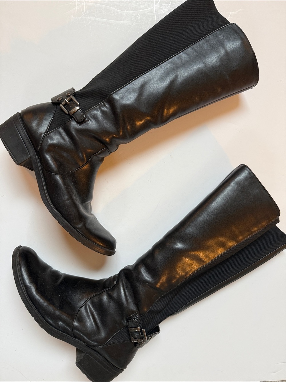 Anne Klein Aklister Black Over-the-Knee Riding Boots with Buckle